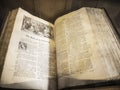 Ancient Bible in St MaryÃ¢â¬â¢s Parish Church in Nether Alderley Cheshire.